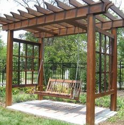 arbor with swing backyard